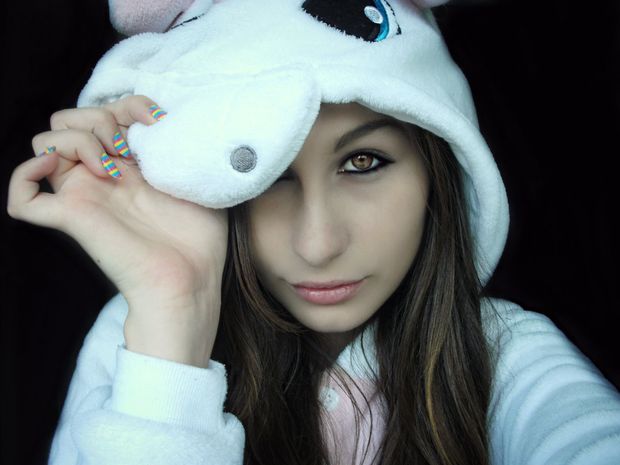 Cute Brunette in Unicorn Costume