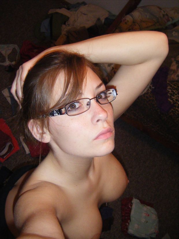 Beauty taking a topless selfie