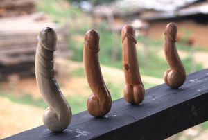 Carved Wooden Ceremonial Phalluses - Bhutan