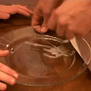 perra limpiando el plato