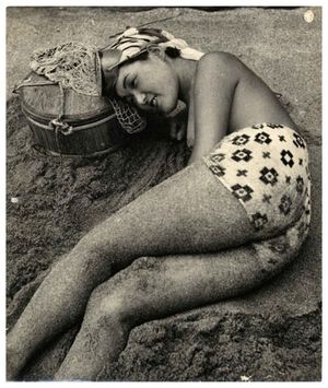 Ama in Repose - Japanese Pearl-Diver photographed by Iwase...