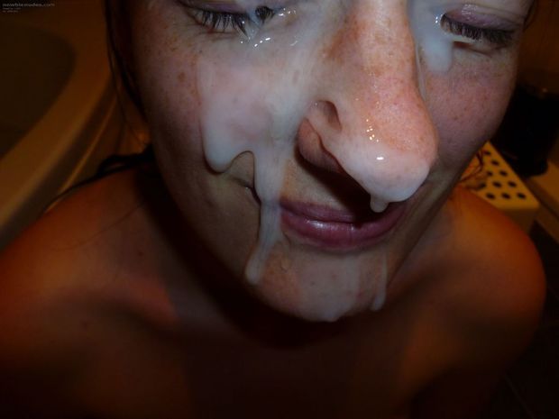 So much cum on her face