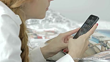 Redhead calls up for threesome