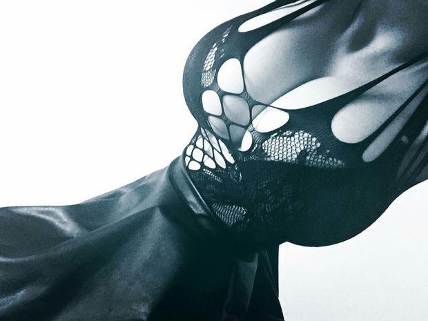 Huge boobs in black lingerie
