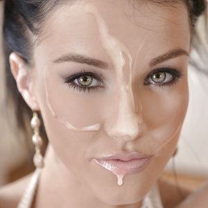 Fake cumshot in a lovely face