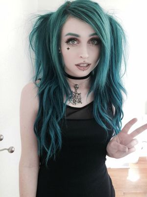 cute blue green hair