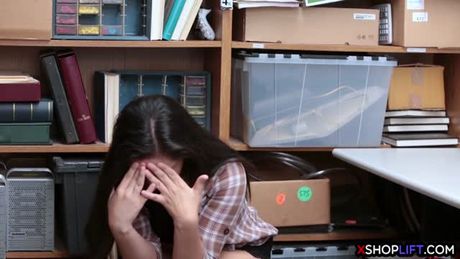 Chubby teen with big ass busted and fucked by a security guy