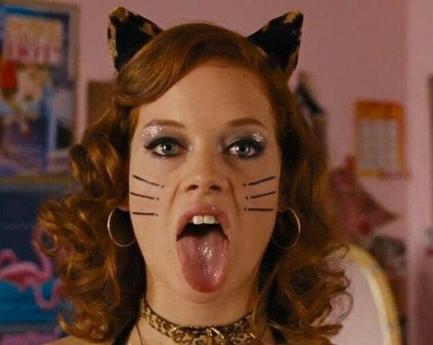 Jane Levy being a neko bimbo, cock slot, cum dump.