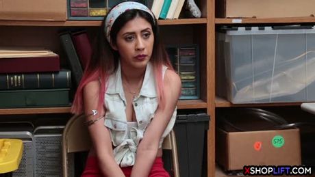 Skinny teen theif fucked by a security guards big dick