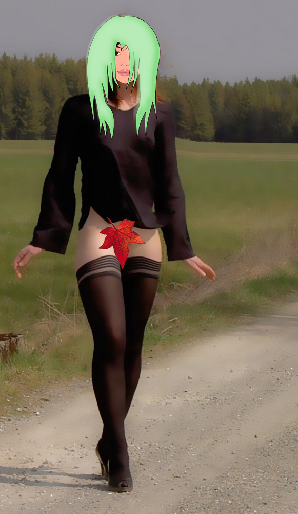 "Woman shows legs and more"