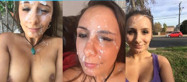 slut likes to take cum facials outside into public places.