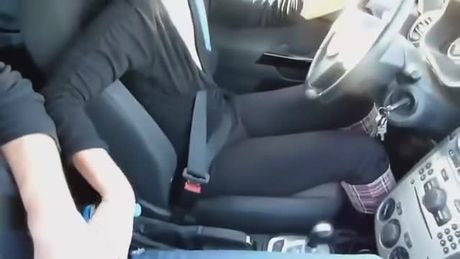 Finger licking good handjob in car