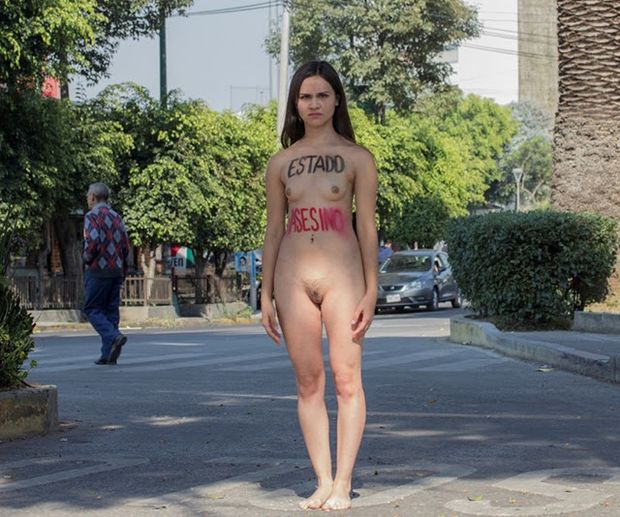 Nude standing in square