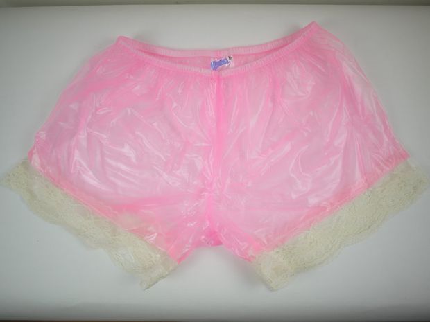 ABDL Plastic Frilly Cami Knickers Transparent Pink P010-5