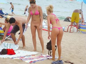 Cutie in pink bikini top