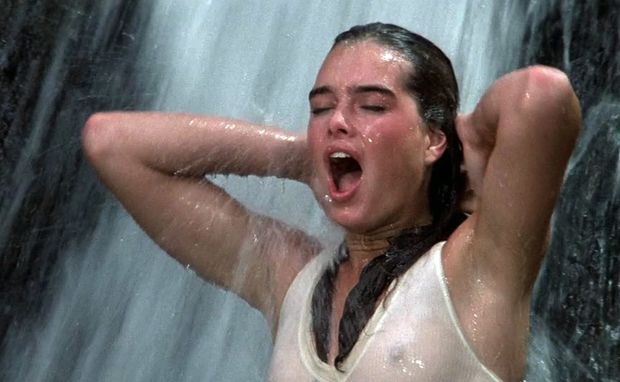 nude celebs brooke shields pokies in sheer wet t-shirt