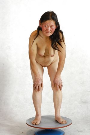 Granny standing showing saggy tits