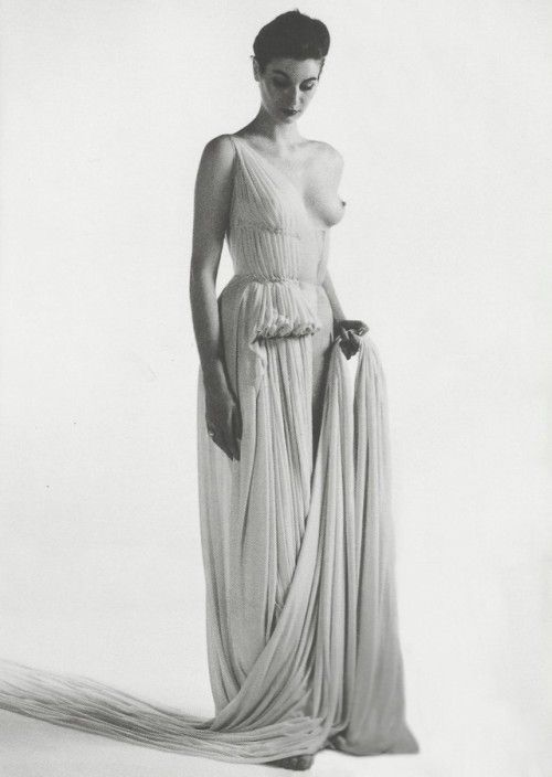 Designer, Madame Grès’, Model Wearing a Dress-in-Progress...