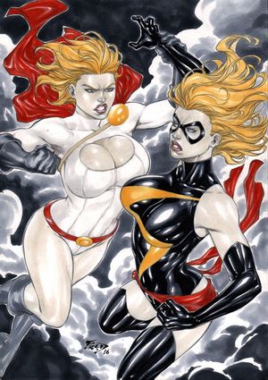 Powergirl and Ms. Marvel