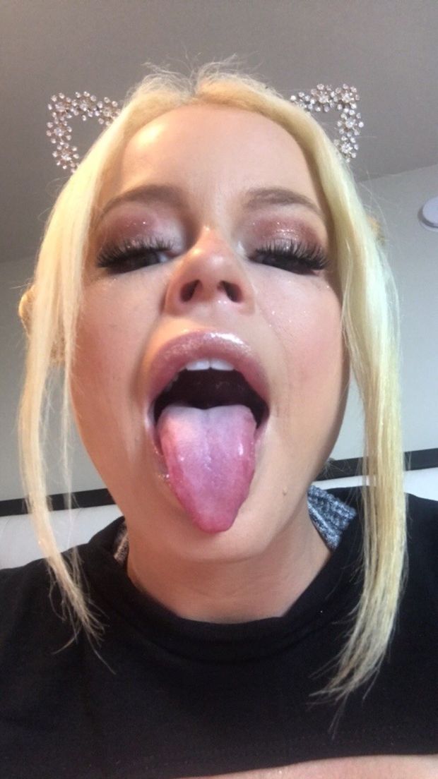Blonde bimbo slut with fat dick sucking lips, would make a nice fuck hole and cum dump.