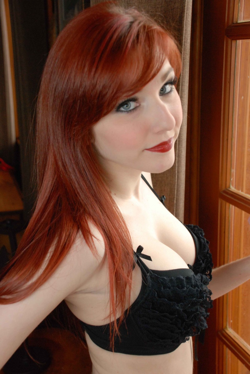 redheads with black bra