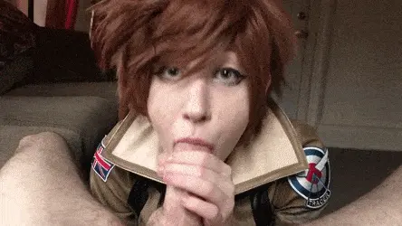 real Tracer blowjob and cum in mouth