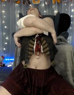 Busty nerd goes topless