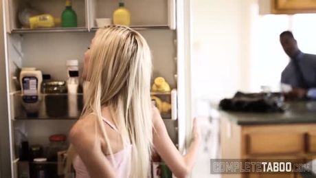 Tiny teen rides black rod