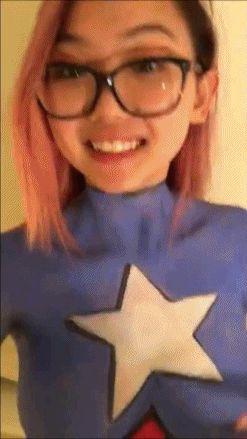 Harriet Sugarcookie Captain America bodypaint cosplay GIF