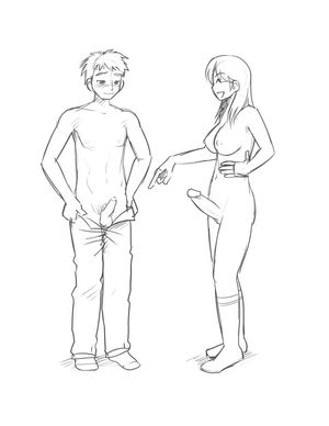 Laughing at her tiny friend