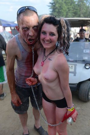 Topless Juggalette and her zombie friend