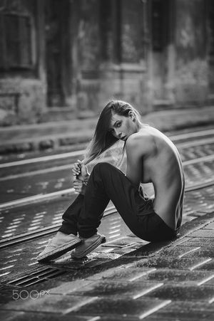 Wet city in the morning light