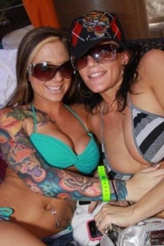 Couple of bikini sluts snuggling