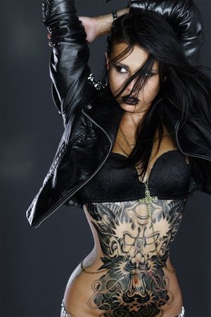 Raven-Haired Babe with Black Ink and Black Lips