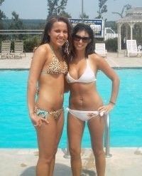 Two sluts by a pool