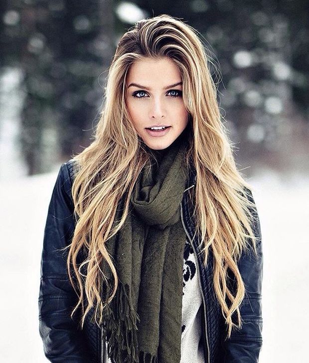 Gorgeous Blue-Eyed Blonde Outdoors in Winter
