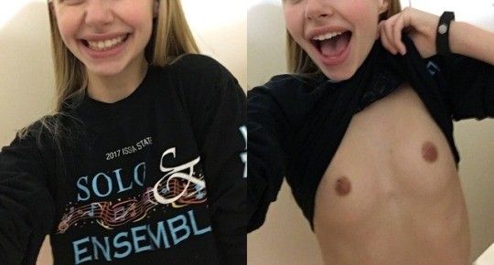 Skinny blonde gets naked