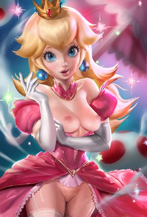 Princess Peach is grateful for being rescued again - by Sakimichan