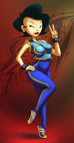 e621 2011 absurd_res american_dragon:_jake_long black_hair bracelet capcom chun-li clothed clothing cosplay female fernando_faria footwear hair hi_res human jewelry lips looking_at_viewer mammal mature_female mother not_furry parent shoes short_hair smile