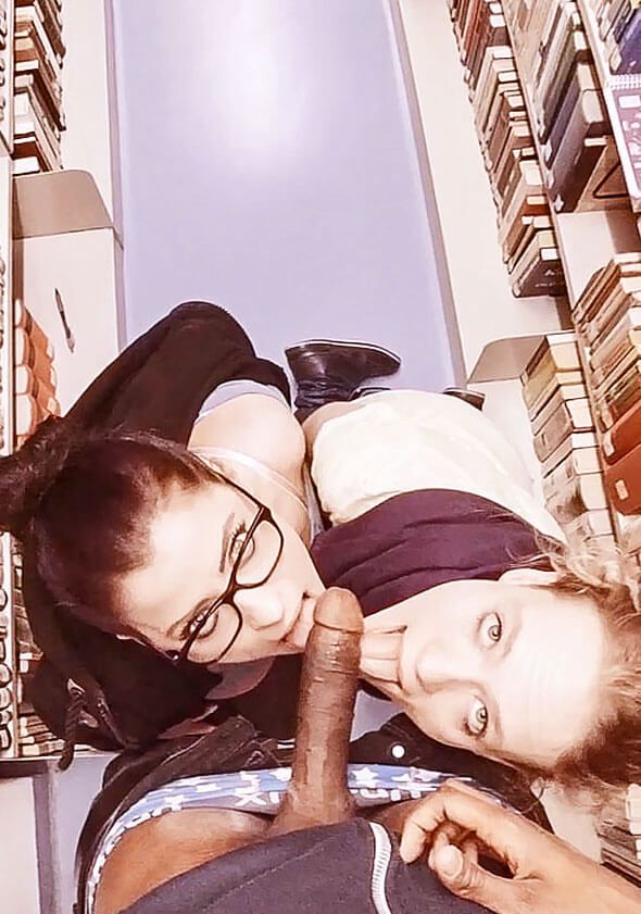 Two Teens Sharing One Cock