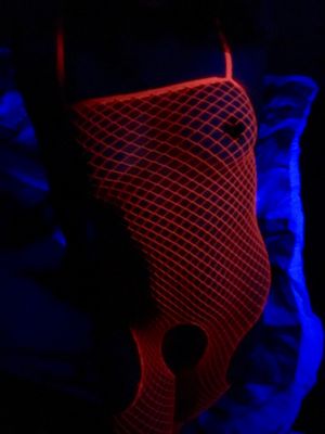 Naughty Glow Wife in Fishnet Bodysuit!