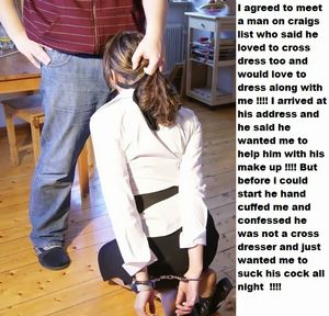 Handcuffed sissy handcuffed and sucking cock