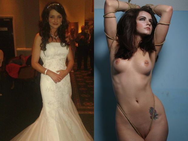 bride dressed undressed tied up