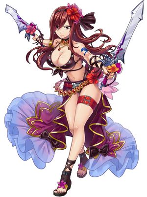 erza_scarlet fairy_tail sarong solo sword weapon