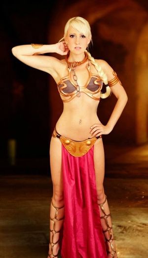 Blonde with slave leia sexy costume
