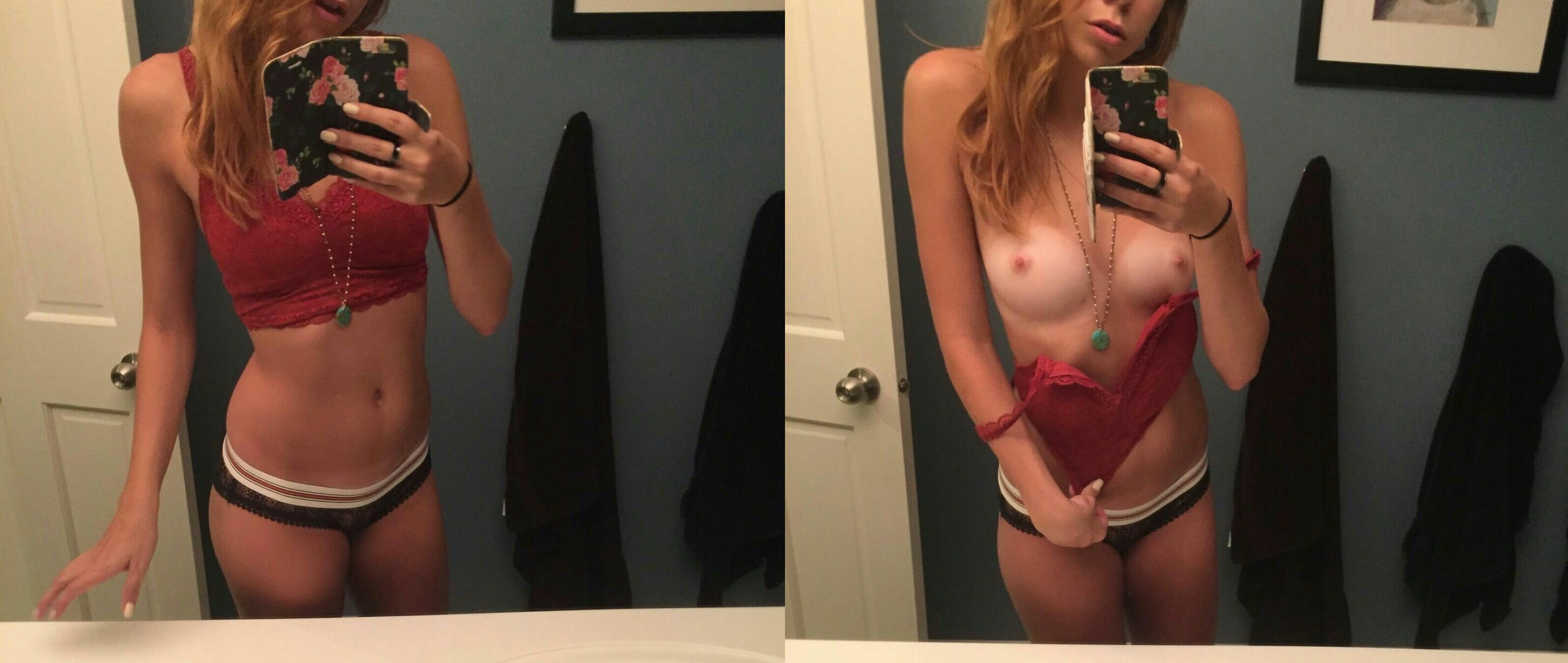 petite redhead on off