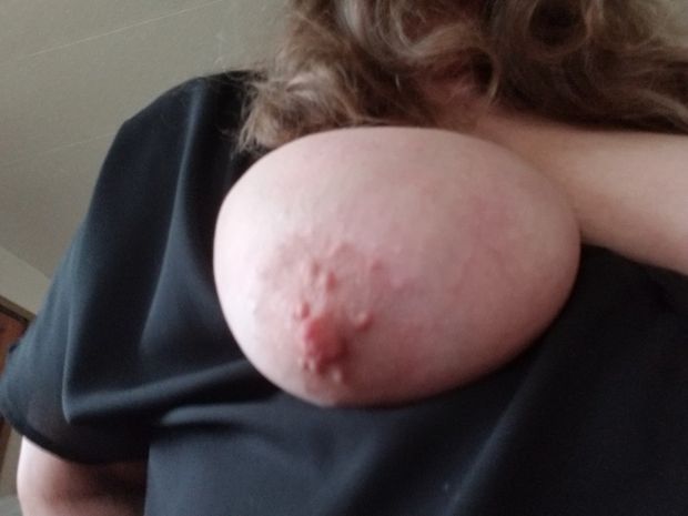 She’s asking for her tits too be covered in cum