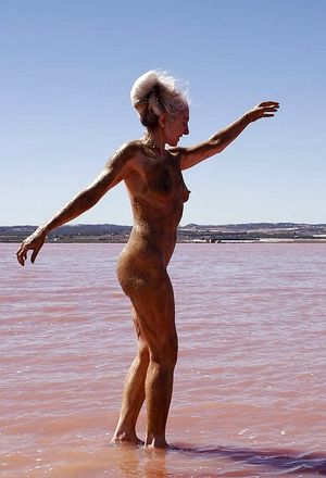my 52 years old mother - nudist yoga in sea