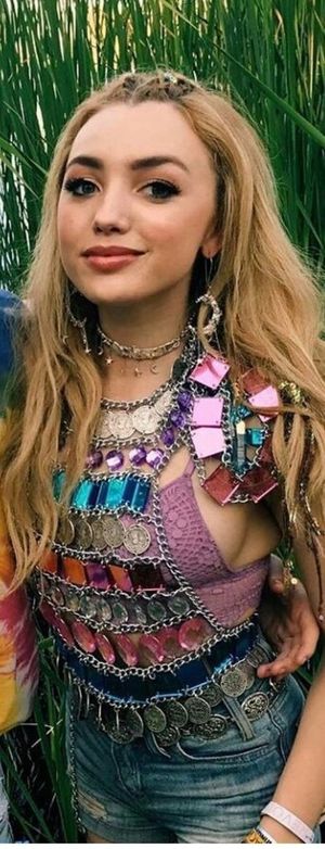 Peyton list is looking sexy as hell with big boobs in pink laced bra with side view of her boob