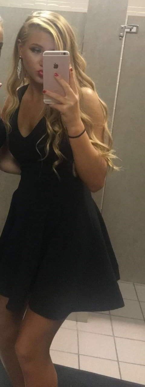 milf black dress selfie